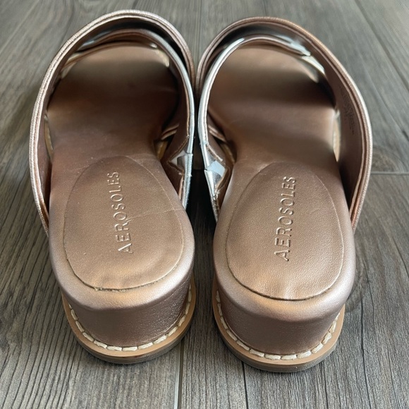 Aerosoles Hilary Combo Metallic Slide Sandal, Flats, Criss Cross Straps, Size 6M - Picture 5 of 10